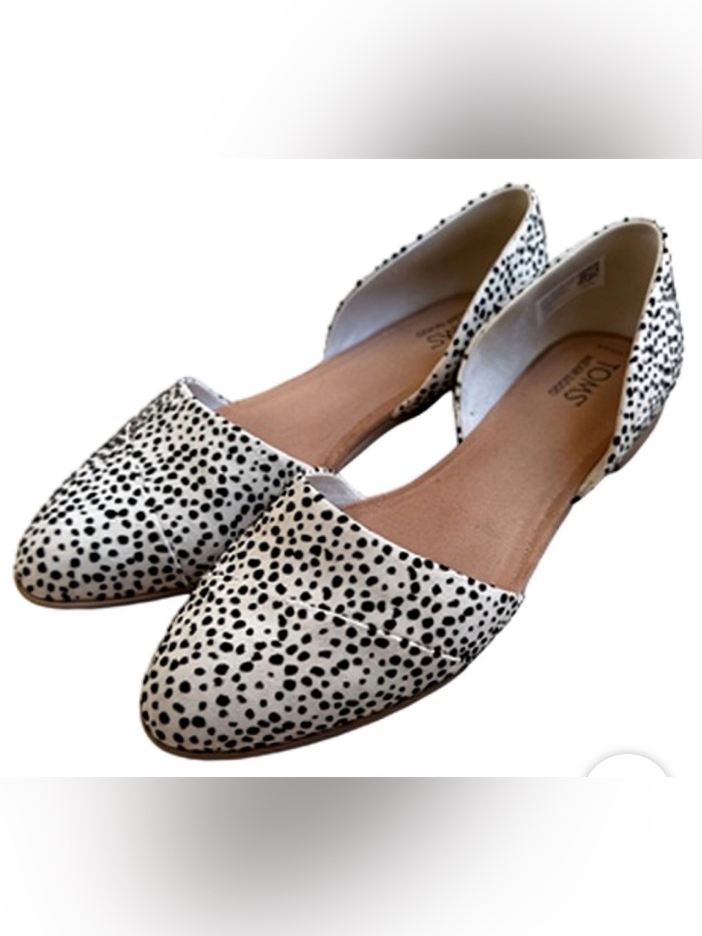 Toms Women's Spotted D'Orsay Flats in White and Black